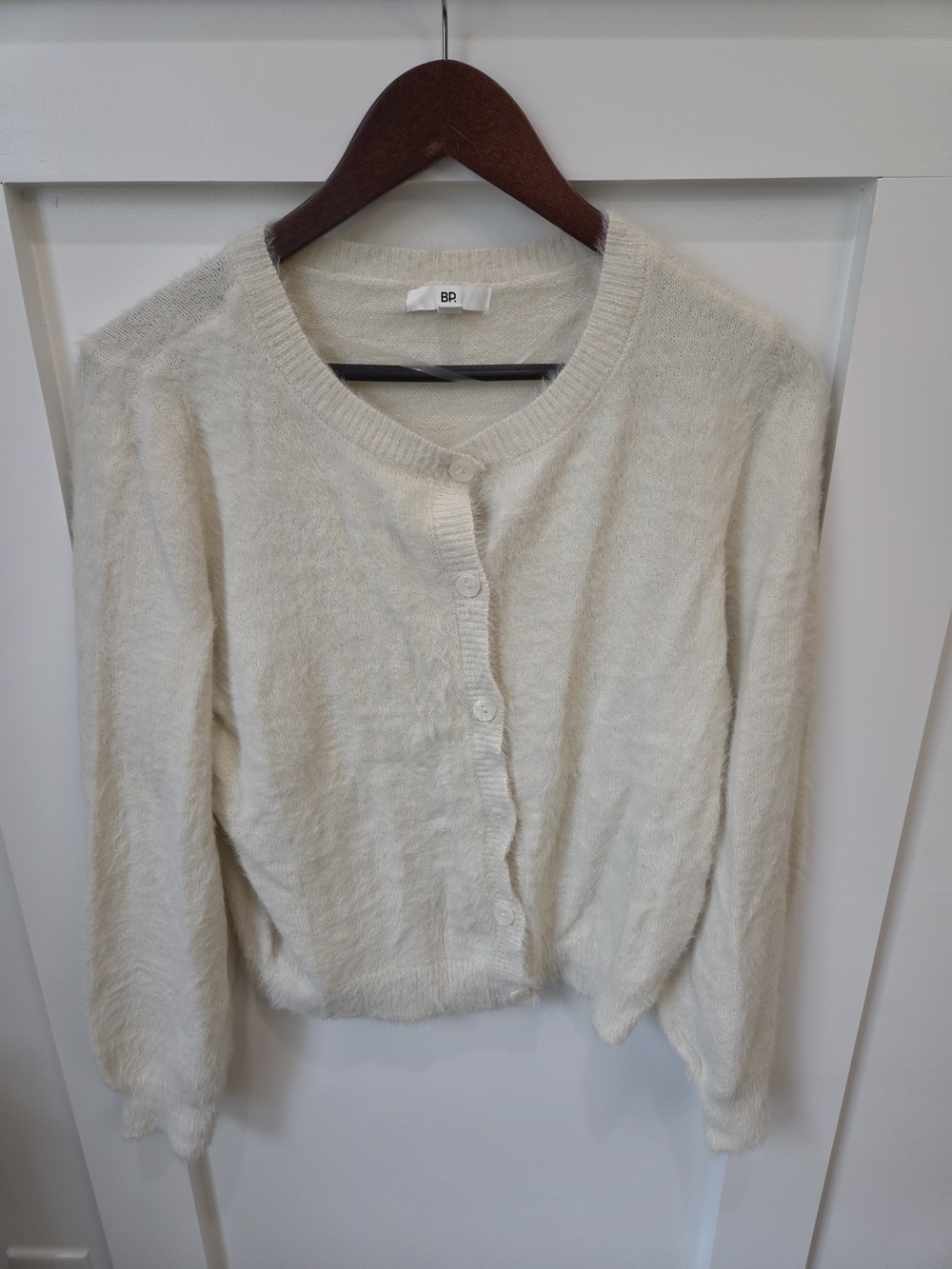 bp Cream Fuzzy Button-Front Cardigan